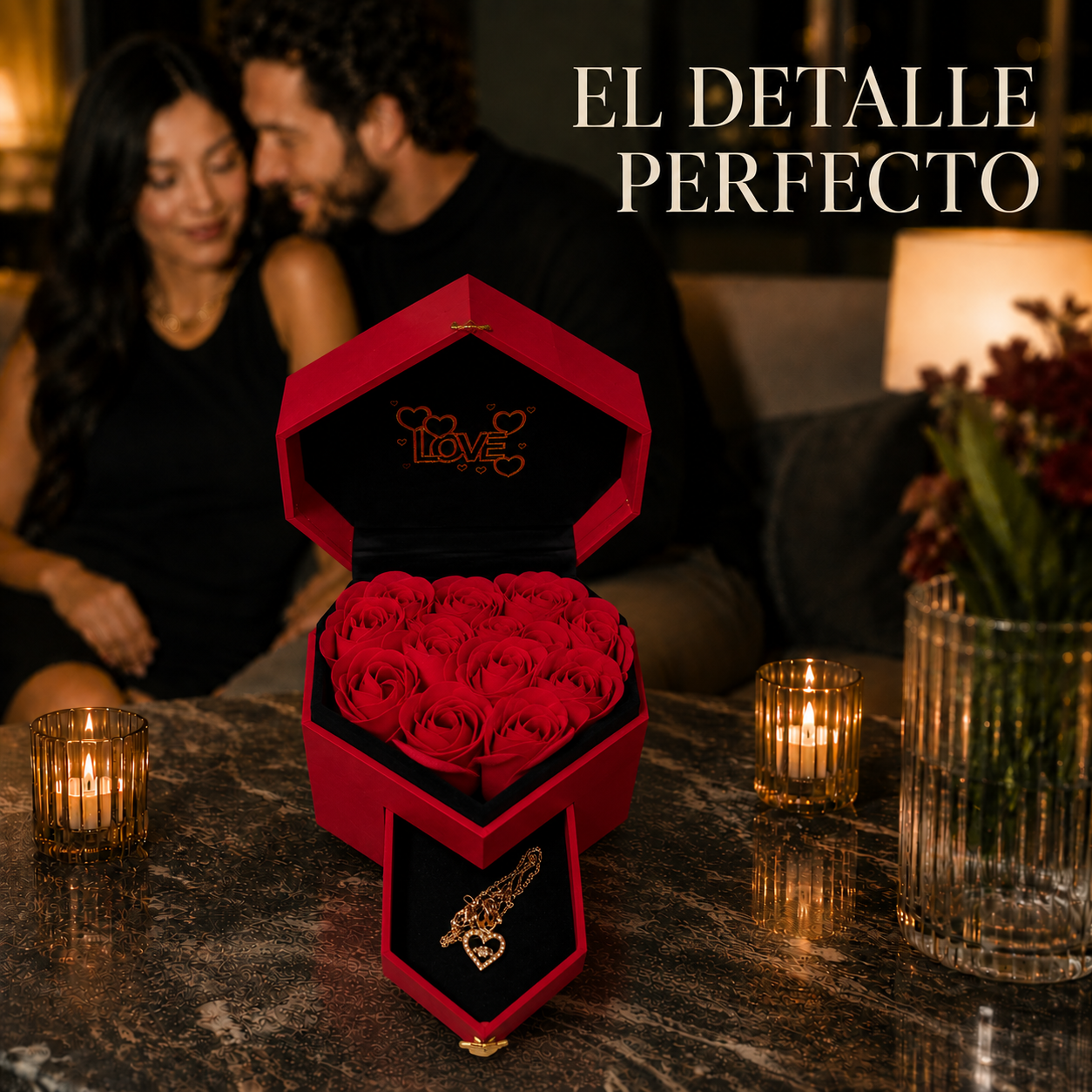 Caja Floral en Forma de Corazón