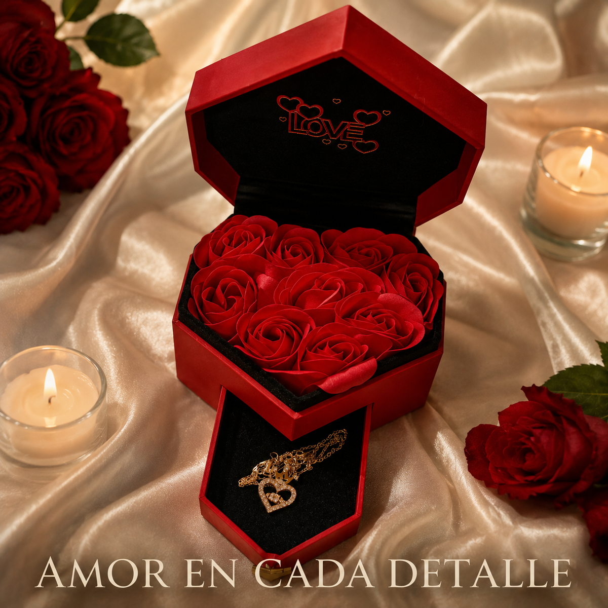 Caja Floral en Forma de Corazón